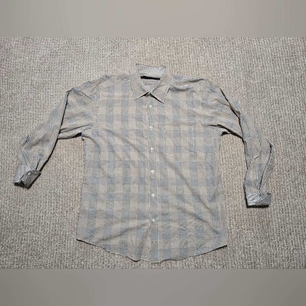 Bugatchi Uomo Dress Shirt Men's Size XL Gingham Check Preppy